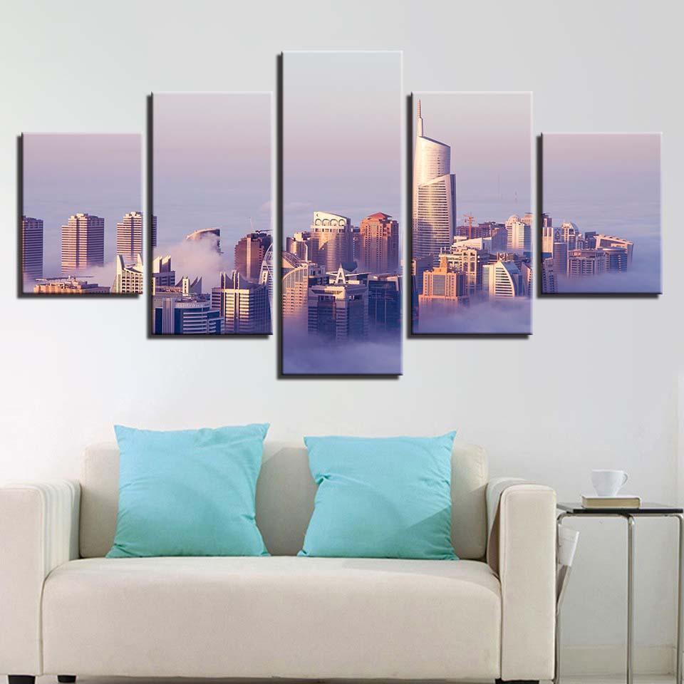 City In The Sky Cloud Mist Building Nature Canvas Wall Art 5304311644249