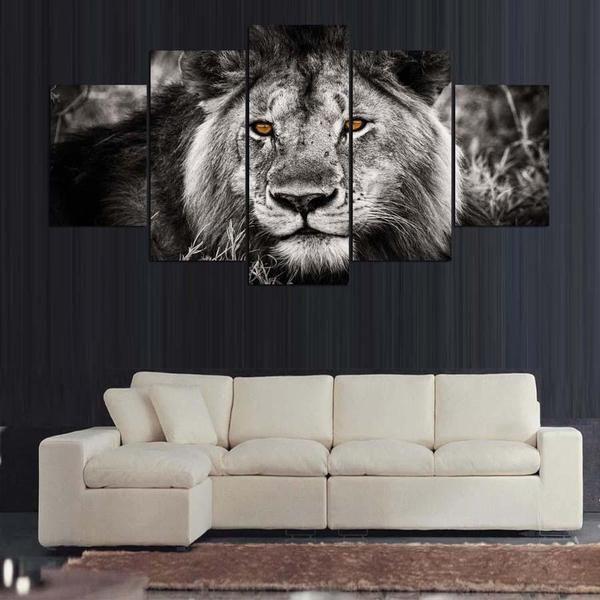 Afrikanischer Knig Der Lwen Des Tieres Tier 5 Stck Leinwand Bilder Bedrucken Wandbilder Hddrucke Kunst Poster Rahmenrt1Yb
