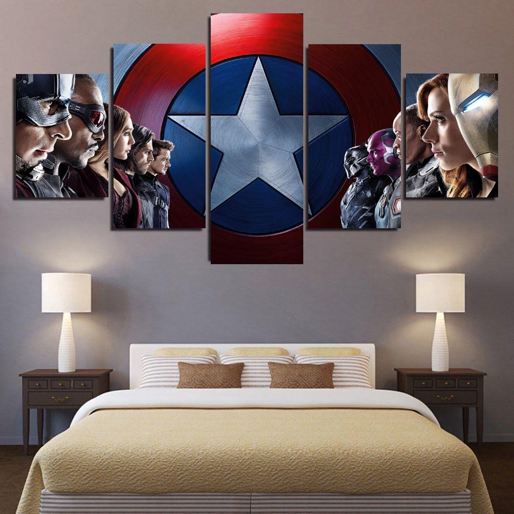 Captain America Brgerkrieg Zi 5 Stck Leinwand Bilder Bedrucken Wandbilder Hddrucke Kunst Poster Rahmennzpsv