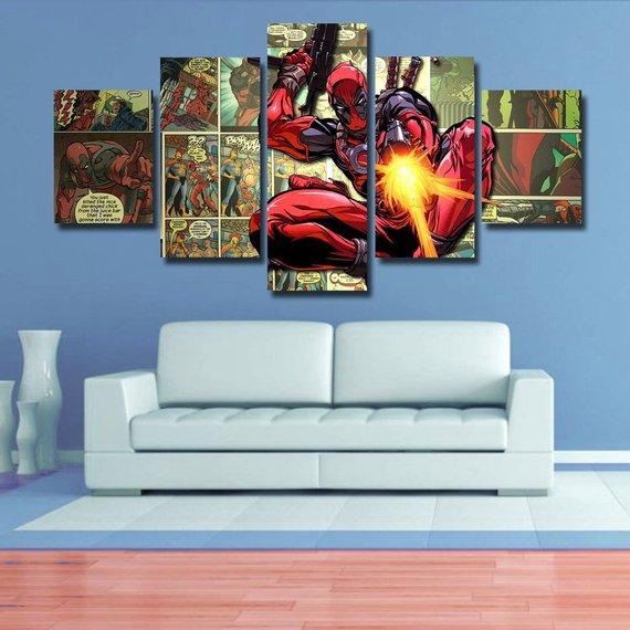 Deadpool Super Dc 5 Stck Leinwand Bilder Bedrucken Wandbilder Hddrucke Kunst Poster Rahmenatep8