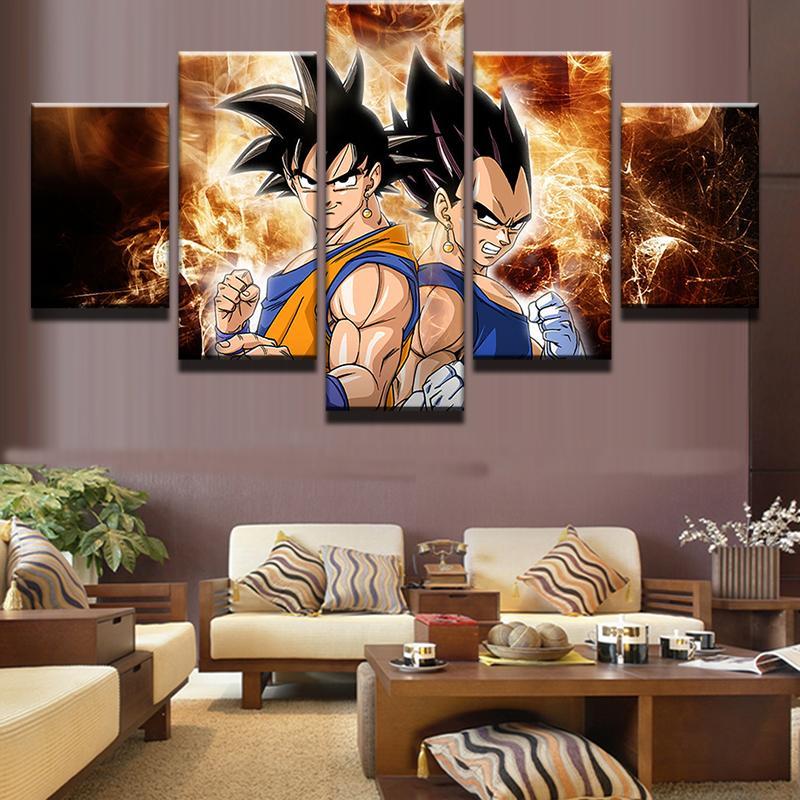 Dragon Balls San Goku And Vegeta Anime 5 Stck Leinwand Bilder Bedrucken Wandbilder Hddrucke Kunst Poster Rahmeniiri3