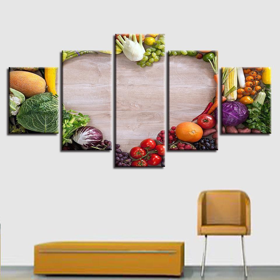 Ein Herz Gemacht Mit Gemse Und Obst Kche 5 Stck Leinwand Bilder Bedrucken Wandbilder Hddrucke Kunst Poster