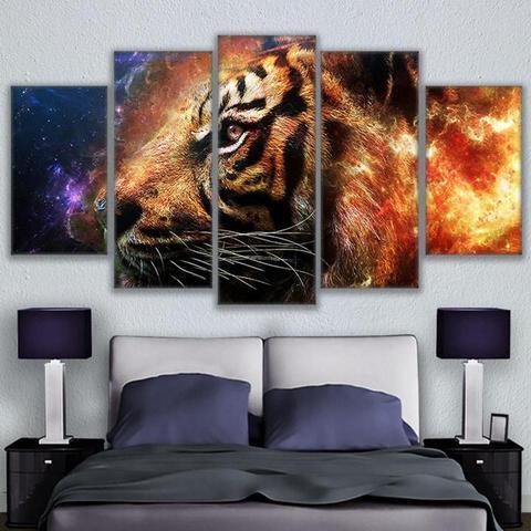Ewiges Tigertier 5 Stck Leinwand Bilder Bedrucken Wandbilder Hddrucke Kunst Poster Rahmenvvzbj