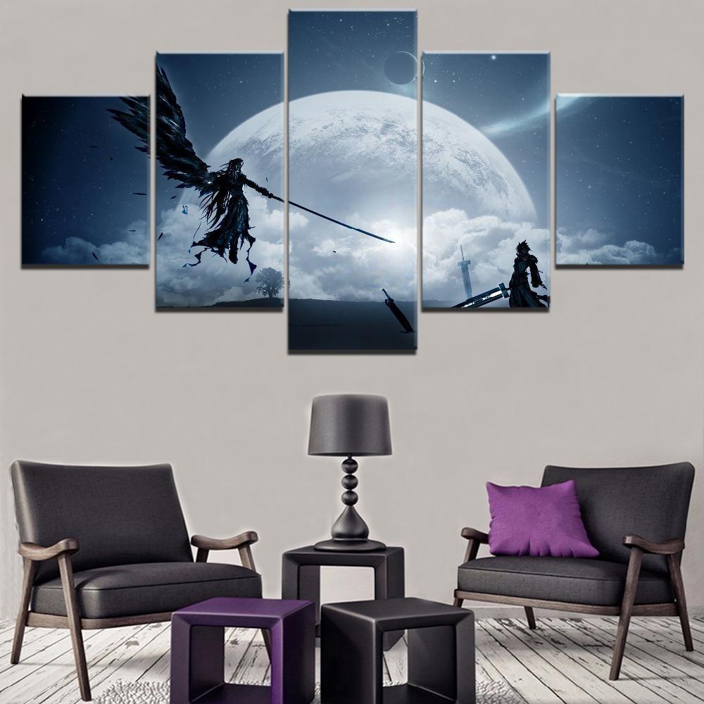 Final Fantasy Vii Sephiroth Vs Cloud 2 Gaming 5 Stck Leinwand Bilder Bedrucken Wandbilder Hddrucke Kunst Poster Rahmenkvgbw