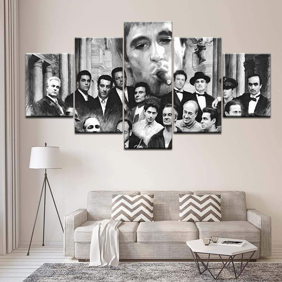Godfather Scarface Movie 5 Stck Leinwand Bilder Bedrucken Wandbilder Hddrucke Kunst Poster Rahmen7Js12