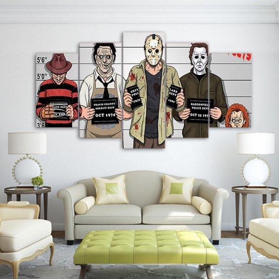 Gracioso Freddy Krueger Jason Horror Movies Karikatur 5 Stck Leinwand Bilder Bedrucken Wandbilder Hddrucke Kunst Poster Rahmenhjuk7