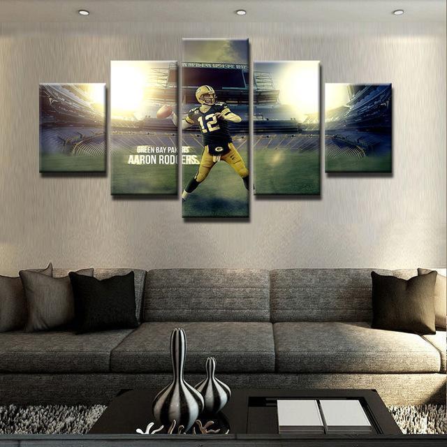 Green Bay Packers Aaron Rodgers Star 5 Stck Leinwand Bilder Bedrucken Wandbilder Hddrucke Kunst Poster Rahmendeyce
