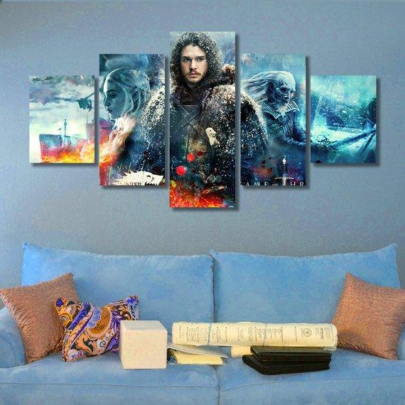 Jon Snow Film 5 Stck Leinwand Bilder Bedrucken Wandbilder Hddrucke Kunst Poster