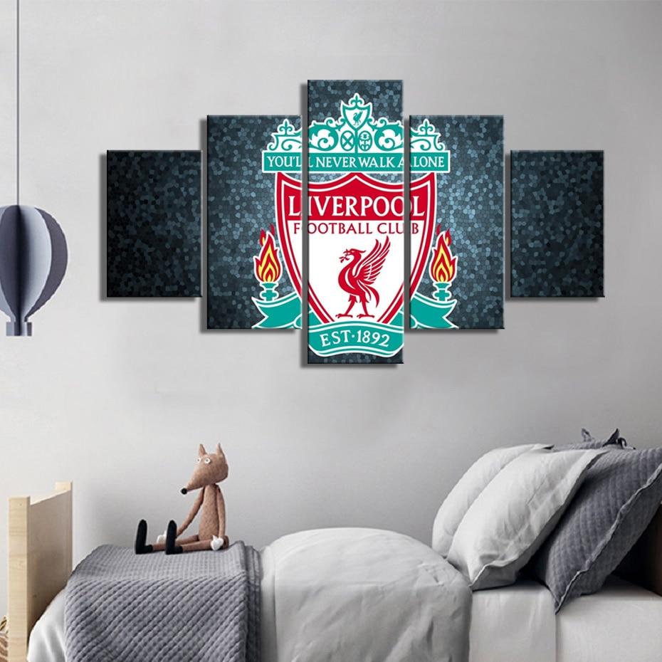 Liverpool Football Club Logo Poster Sport 5 Stck Leinwand Bilder Bedrucken Wandbilder Hddrucke Kunst Poster Rahmenfz4Ab