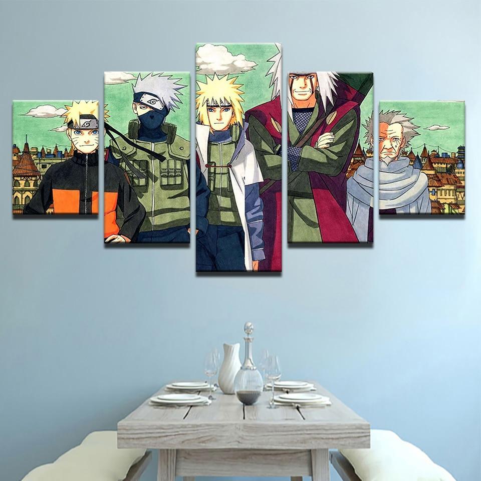 Naruto 19 Anime 5 Stck Leinwand Bilder Bedrucken Wandbilder Hddrucke Kunst Poster Rahmenp0Bpk