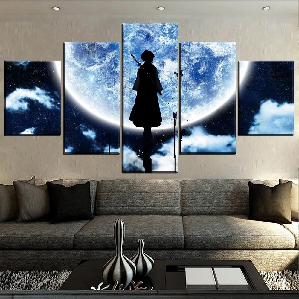 Bleach Rukia Kuchiki Under The Moon Anime 5 Stck Leinwand Bilder Bedrucken Wandbilder Hddrucke Kunst Poster Rahmen0Sh4G