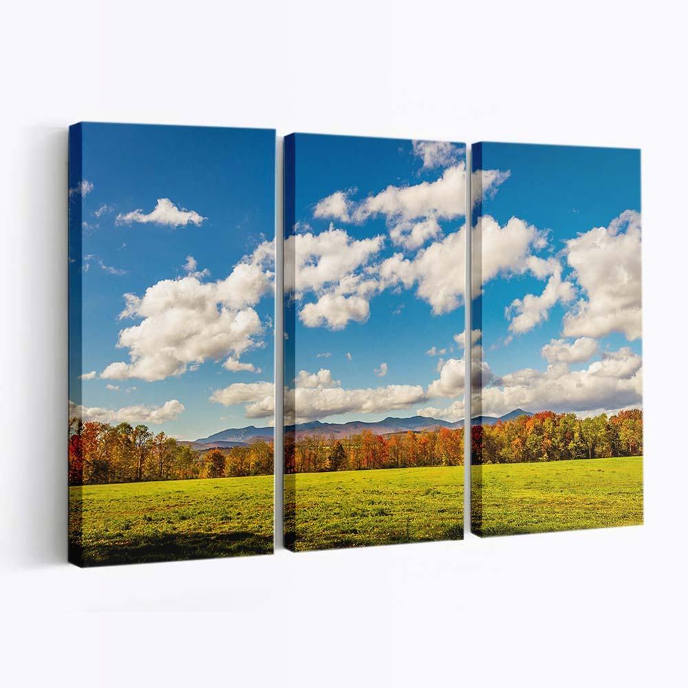autumn fall landscape blue sky clouds forest woods wallpaper