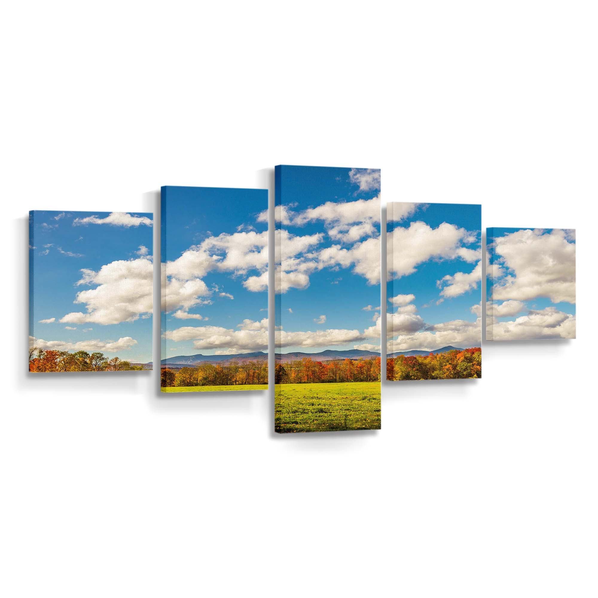 autumn fall landscape blue sky clouds forest woods wallpaper