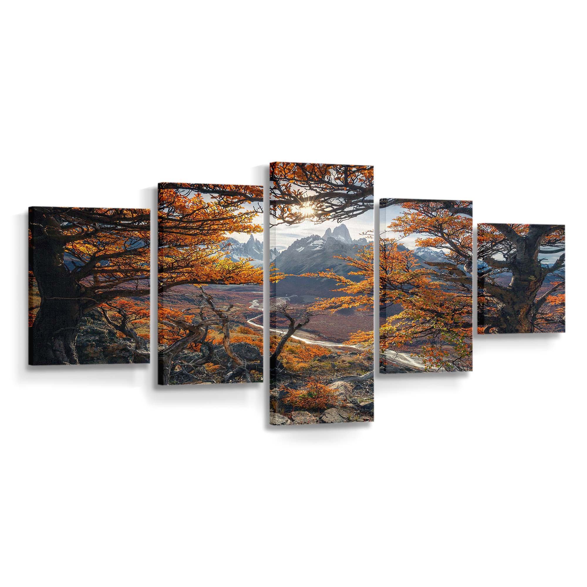 fall yellow trees mountain view river valley wallpaper