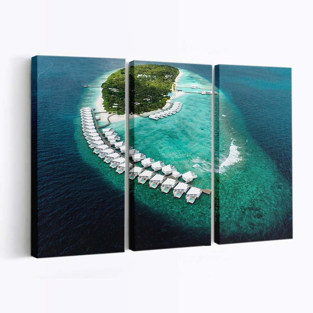 maldives island resort aerial view wallpaper