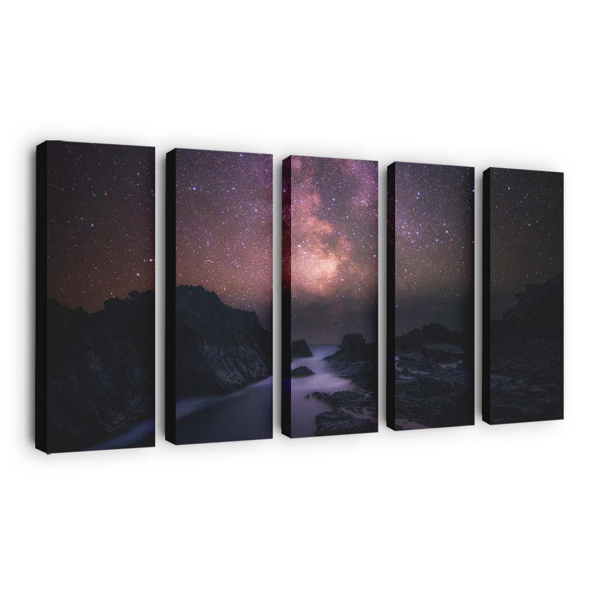 sea rocks milky way galaxy night sky wallpaper