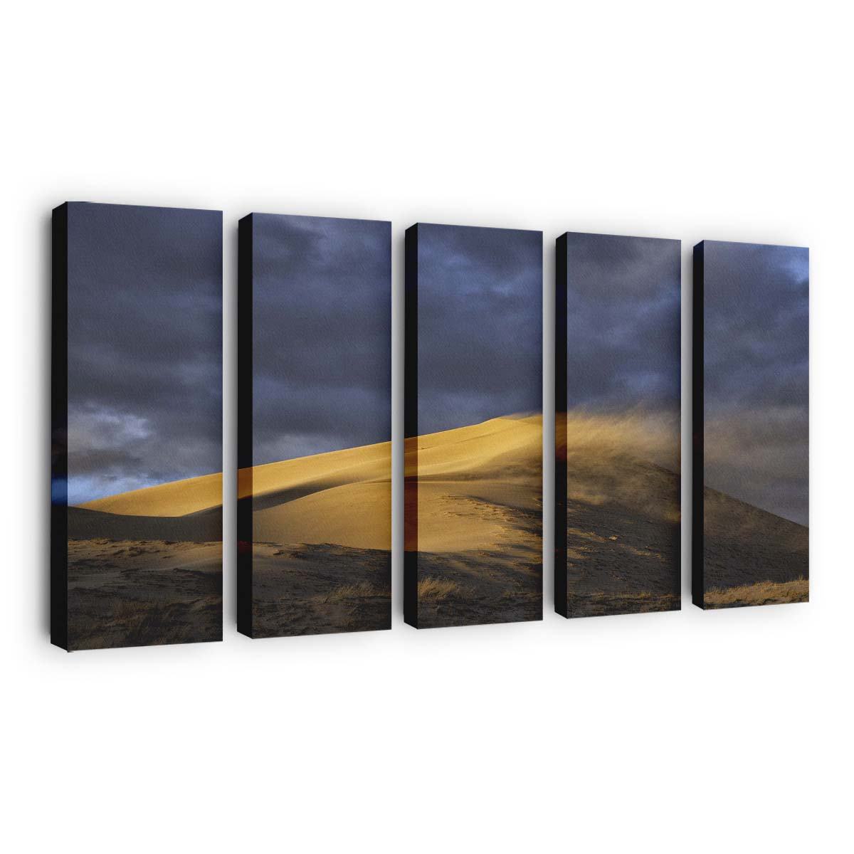 wind blowing sand from dune to dune desert wallpaper