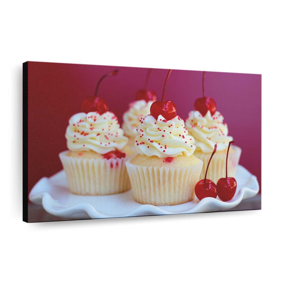 Mandel-Kirsch-Cupcakes Leinwandbilder – Wandbilder almond cherry cupcakes wallpaper