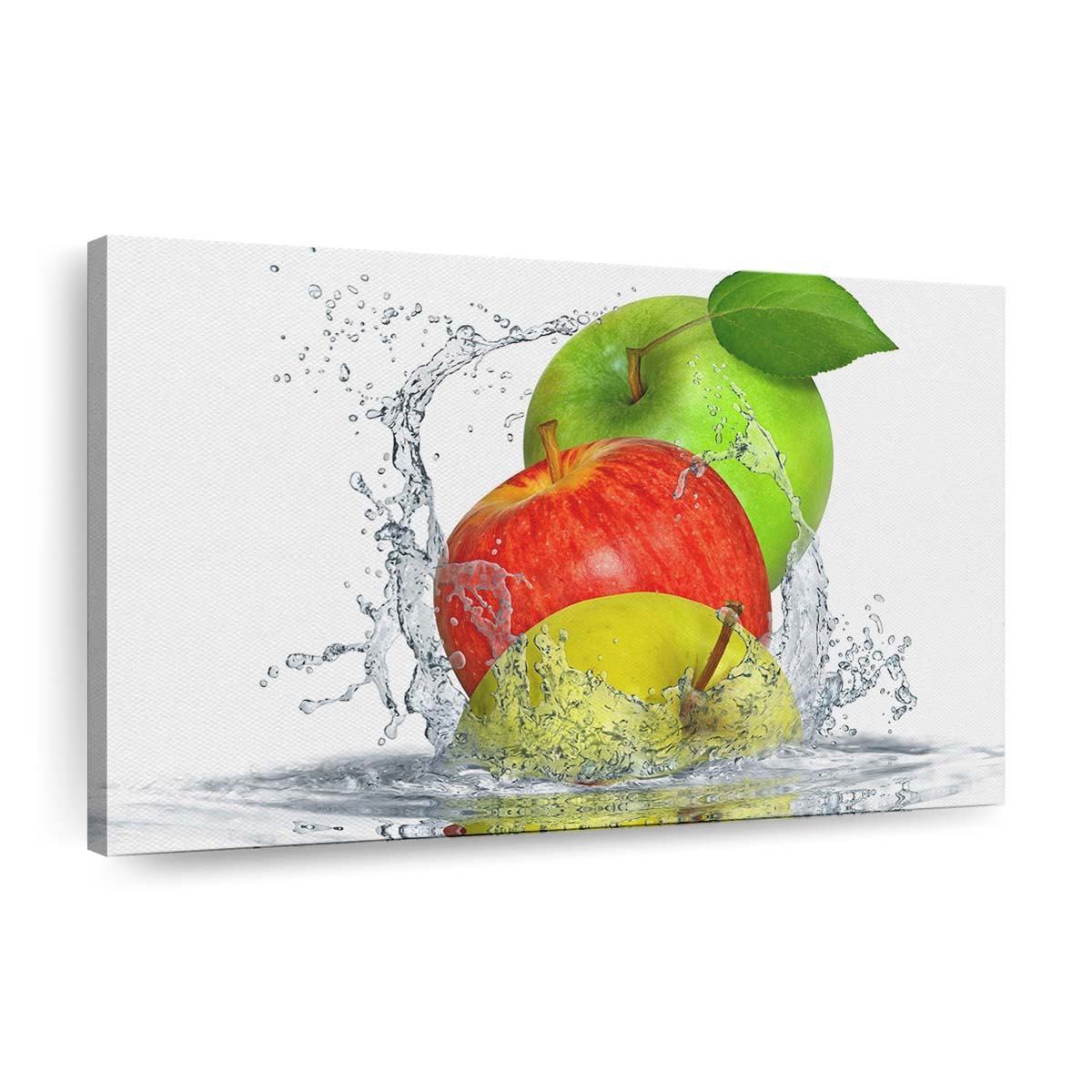 Äpfel plätschern im Wasser Leinwandbilder – Wandbilder apples splashing water wallpaper