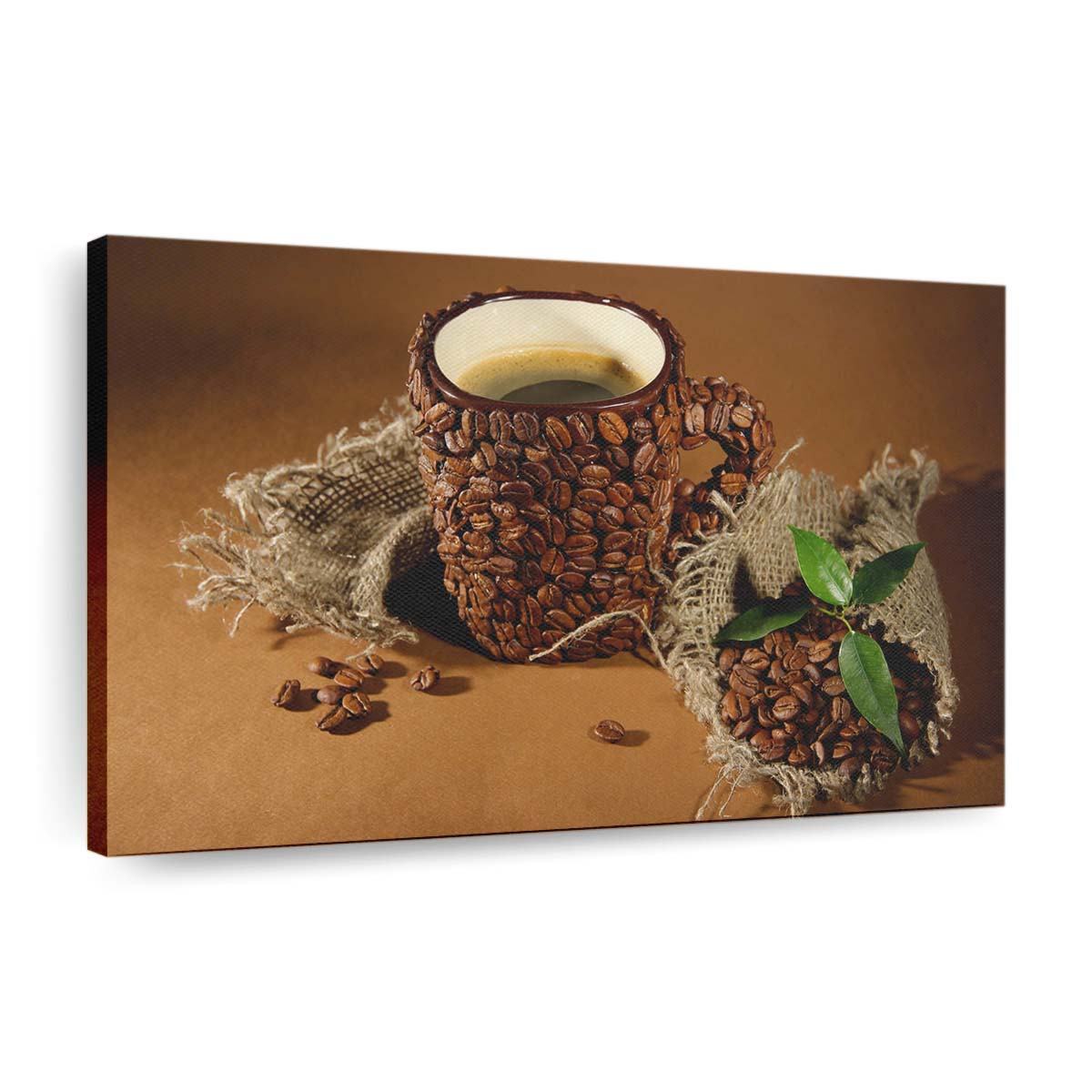 cup of coffee beans leaves wallpaper