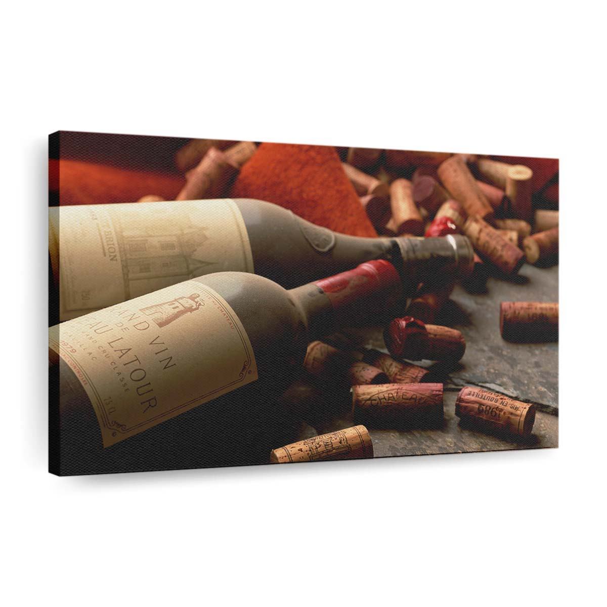 Alte französische Weinflaschen Leinwandbilder – Wandbilder old french wine bottles wallpaper