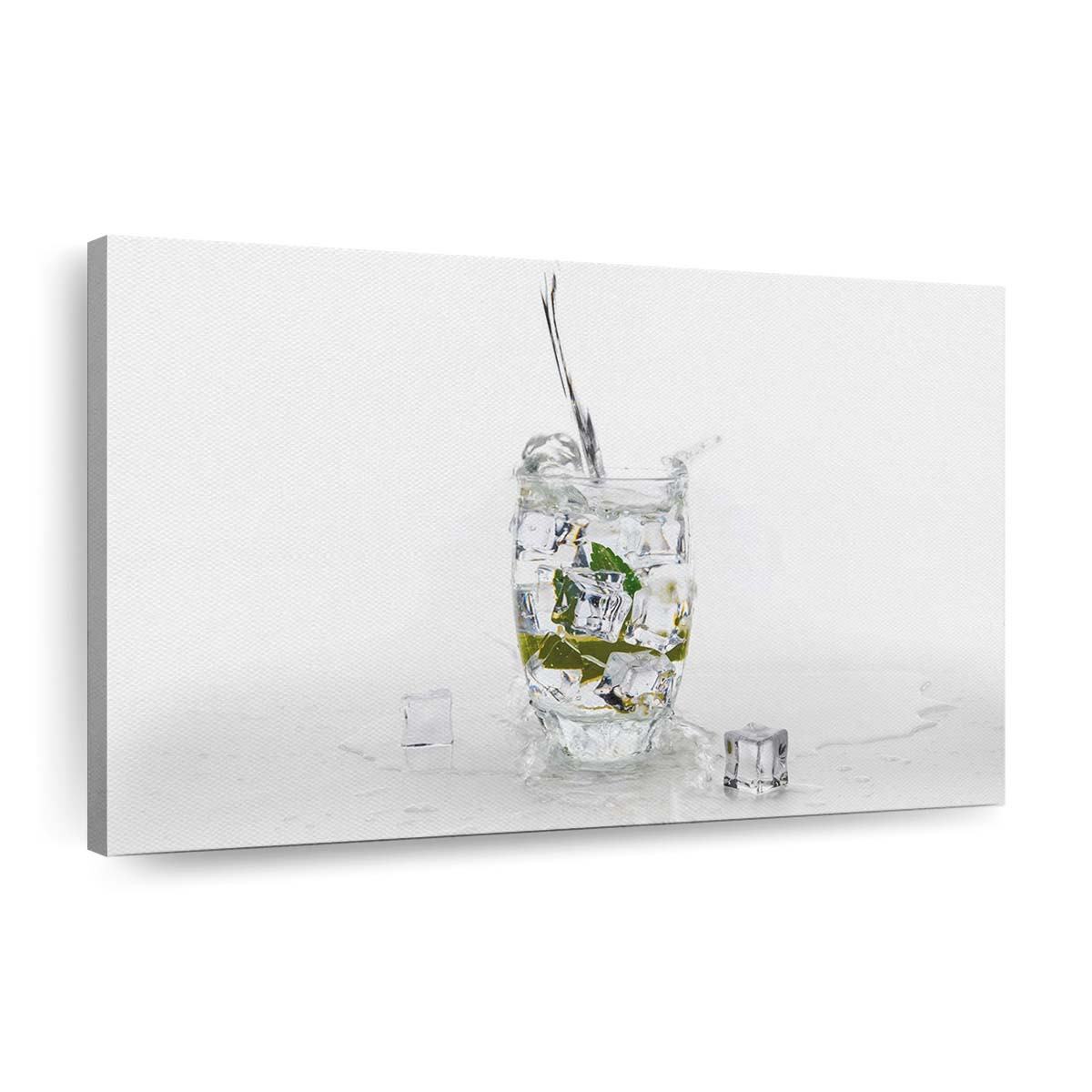 Erfrischendes Glas Wasser mit Eiswürfeln Leinwandbilder – Wandbilder refreshing glass of water with ice cubes wallpaper