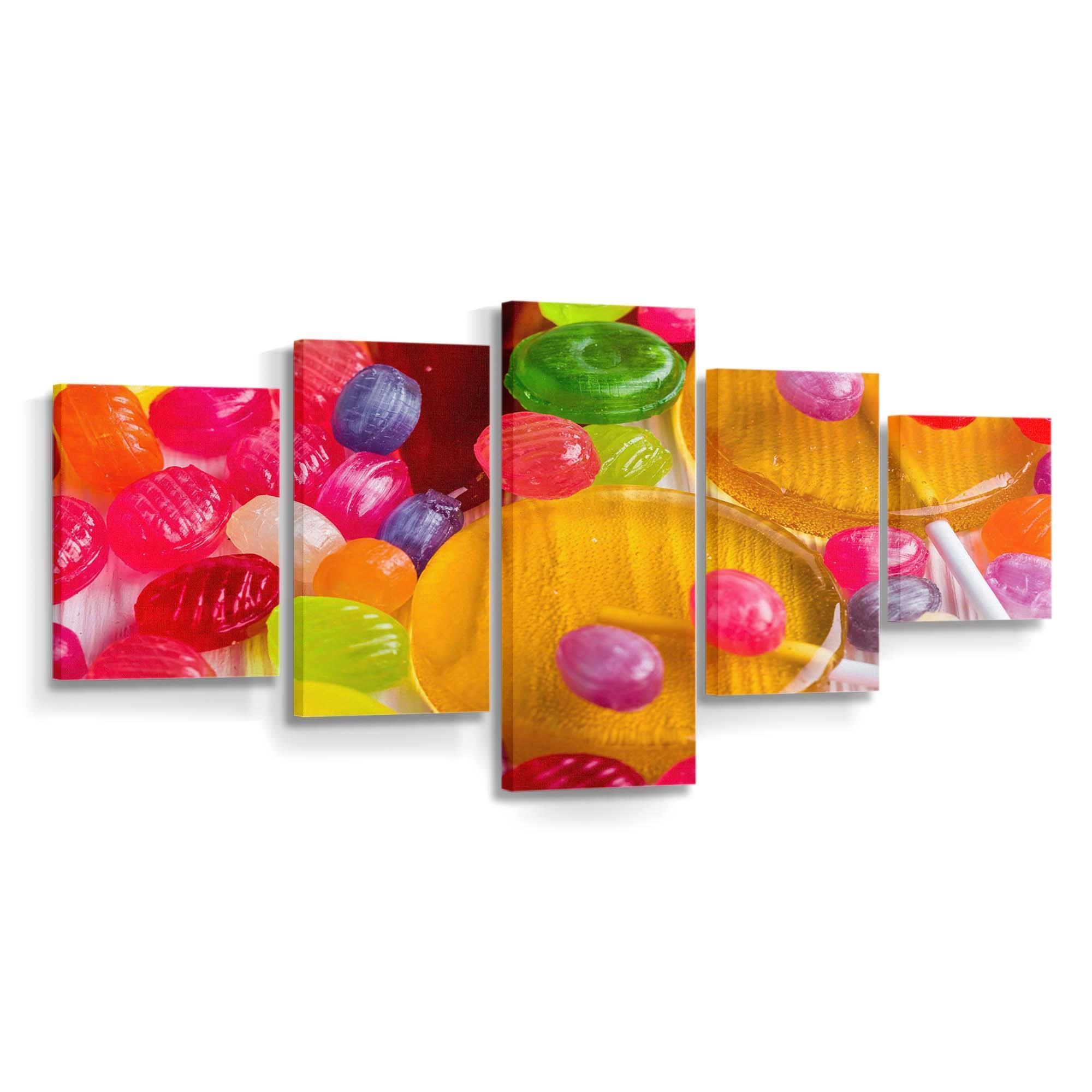 Bunte Lutscher-Bonbons Leinwandbilder – Wandbilder colorful lollipops candies wallpaper