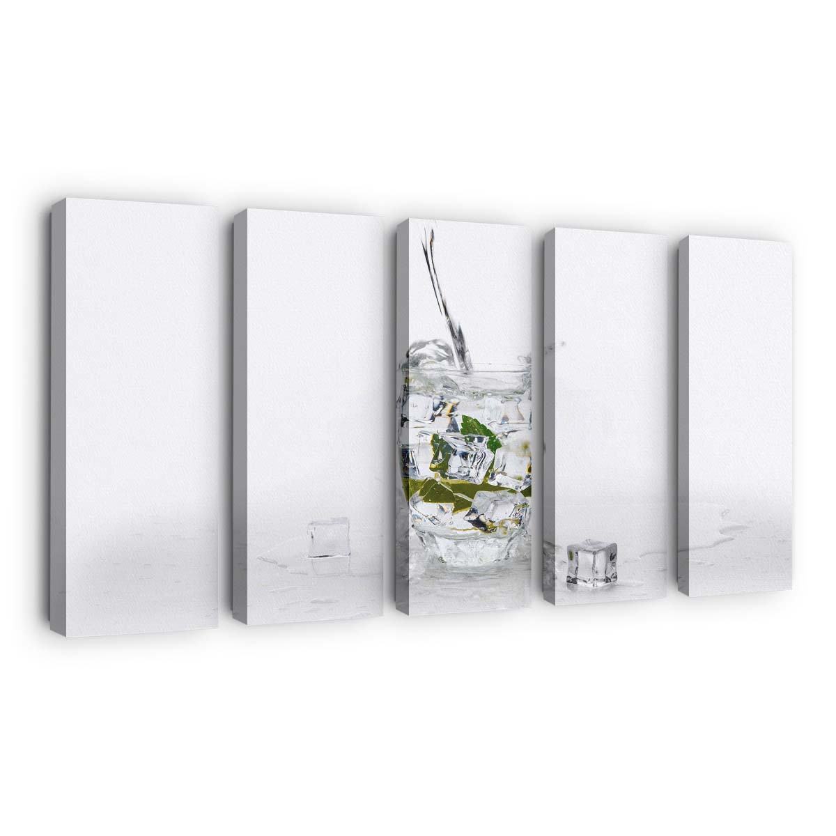 Erfrischendes Glas Wasser mit Eiswürfeln Leinwandbilder – Wandbilder refreshing glass of water with ice cubes wallpaper