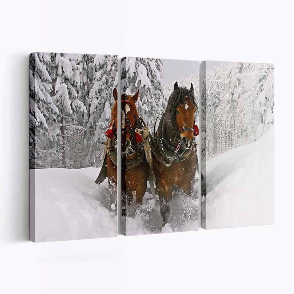 horse drawn carriage in snow wallpaper