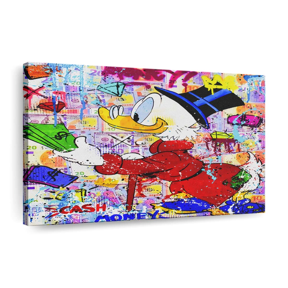 leinwand bilder dagobert duck cash pop art wandbilder hochwertiger kunstdruck b8321