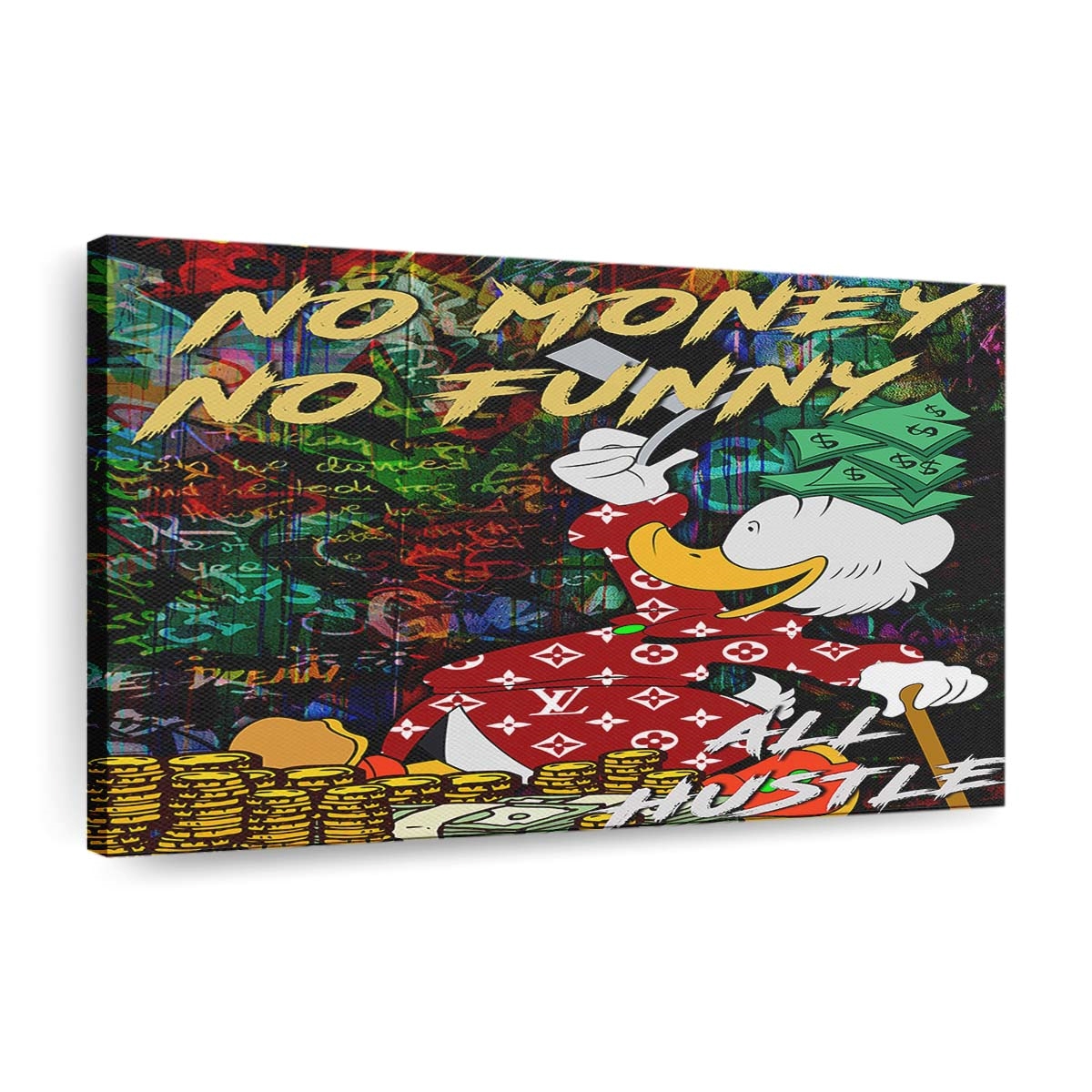 leinwand bilder duck no money funny pop art wandbilder hochwertiger kunstdruck b8422