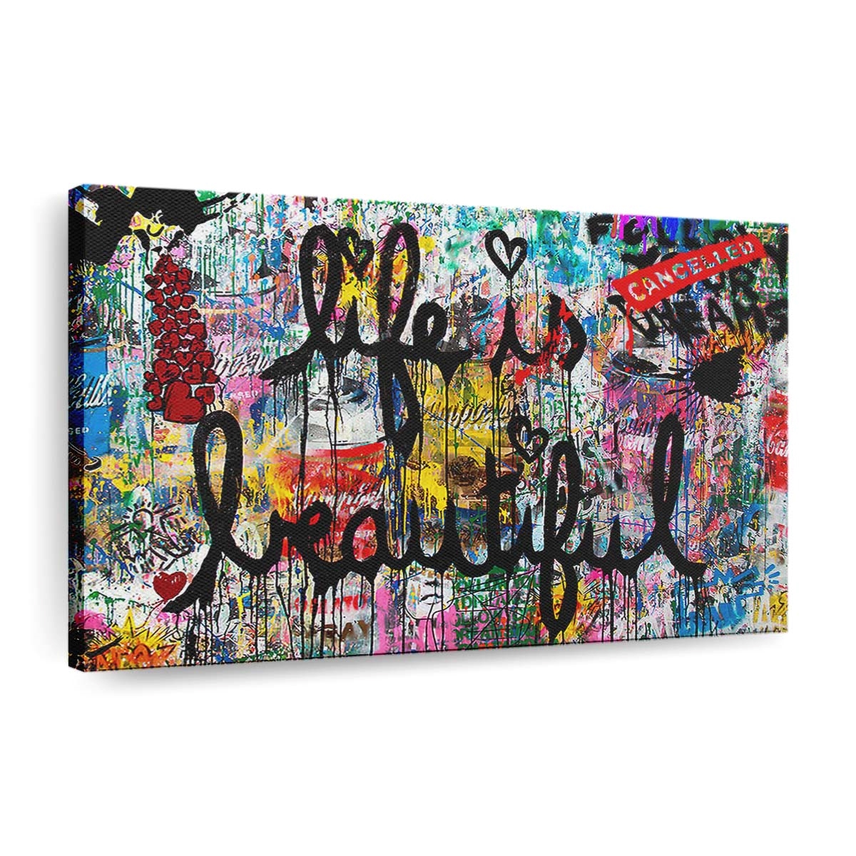 leinwand bilder life is beautiful pop art wandbilder hochwertiger kunstdruck b8346