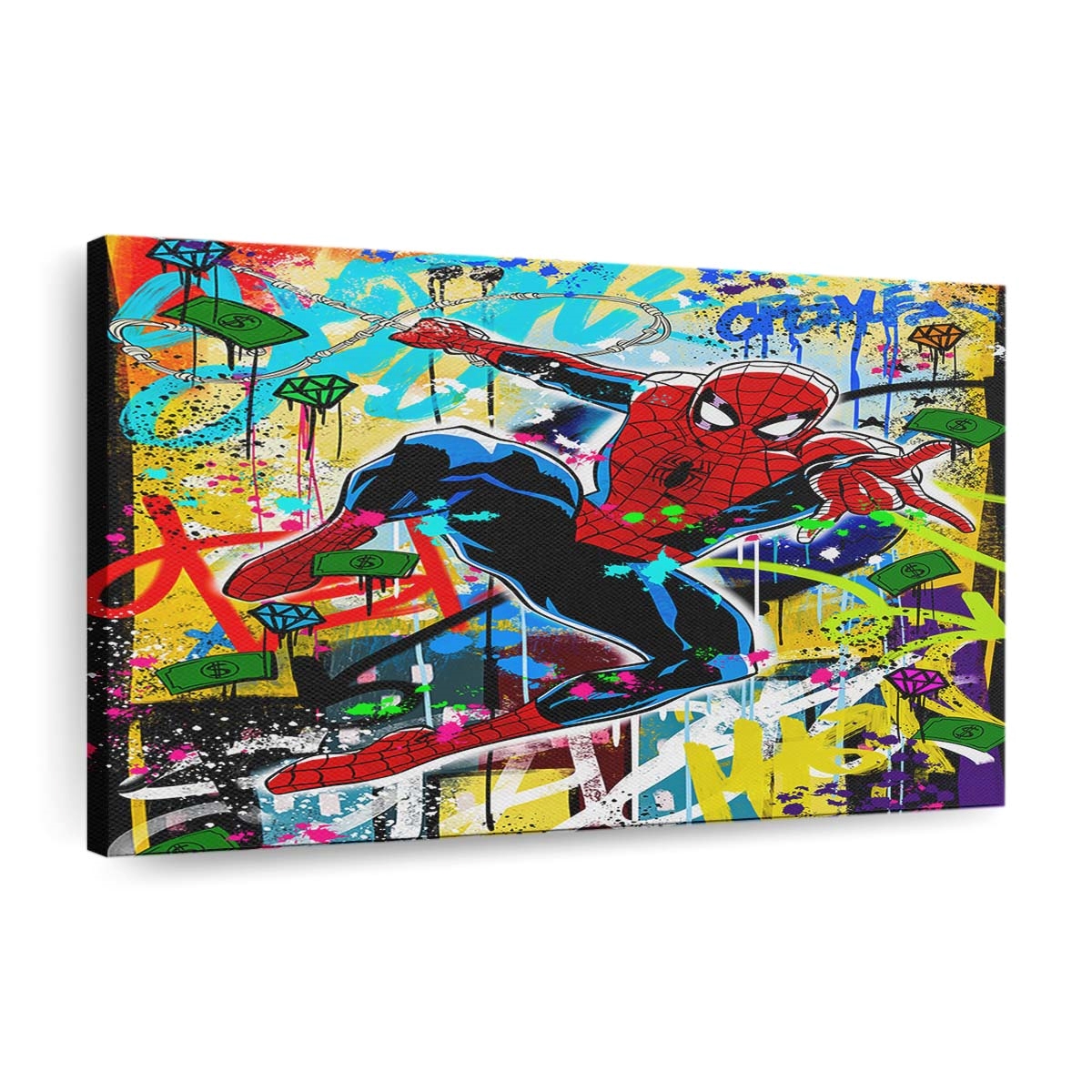 leinwand bilder spider man graffiti pop art wandbilder hochwertiger kunstdruck b8494