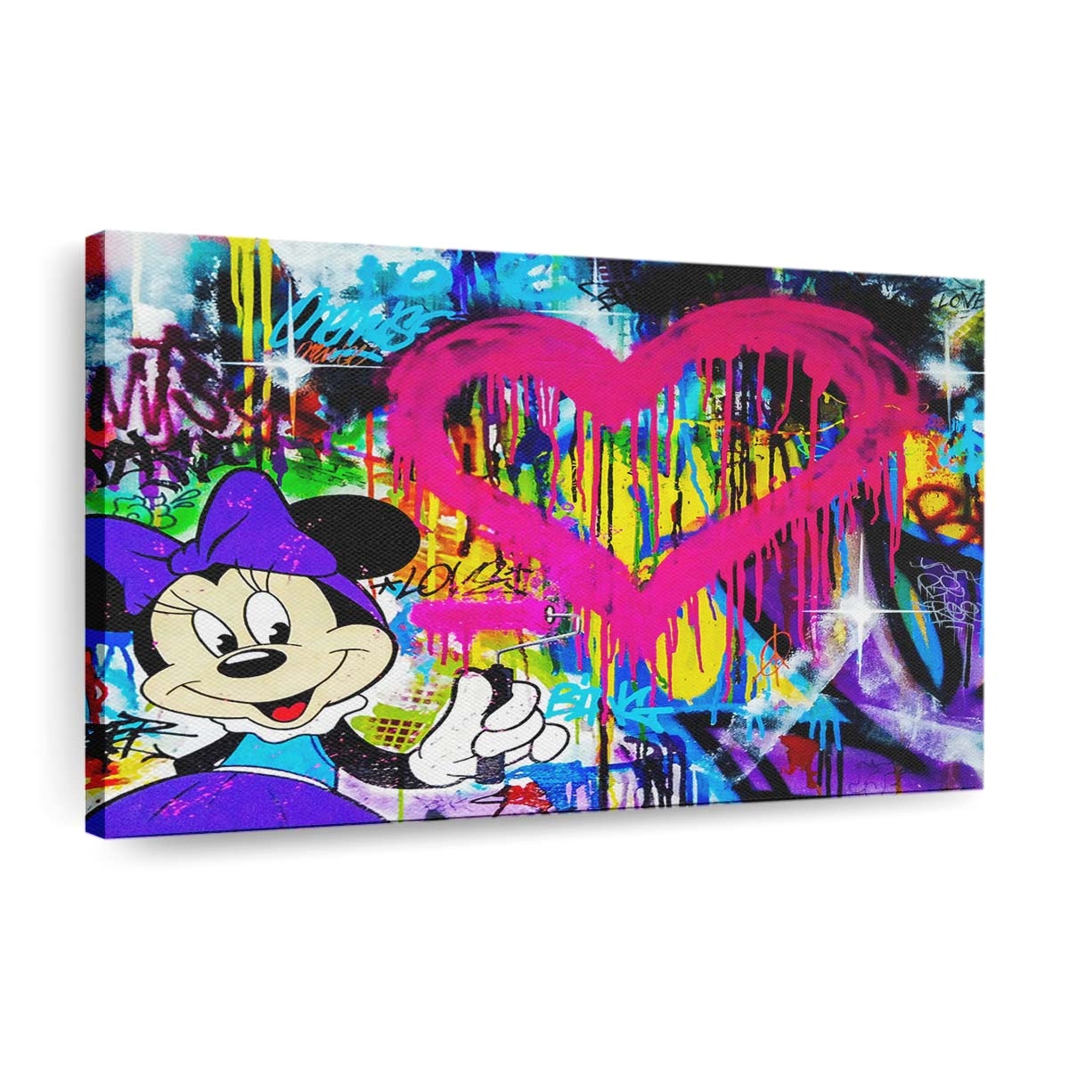 pop art micky maus herz leinwand bilder wandbilder hochwertiger kunstdruck b8084