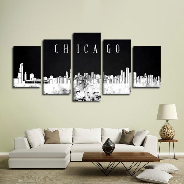 chicago aquarell skyline bw leinwandbilder kunstdrucke rahmen