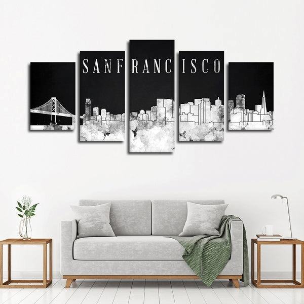 san francisco aquarell skyline bw leinwandbilder kunstdrucke rahmen