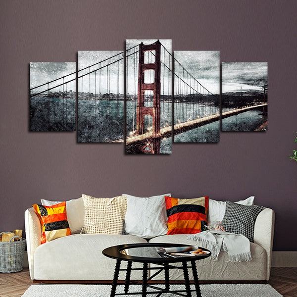 strukturierte golden gate bridge leinwandbilder kunstdrucke rahmen