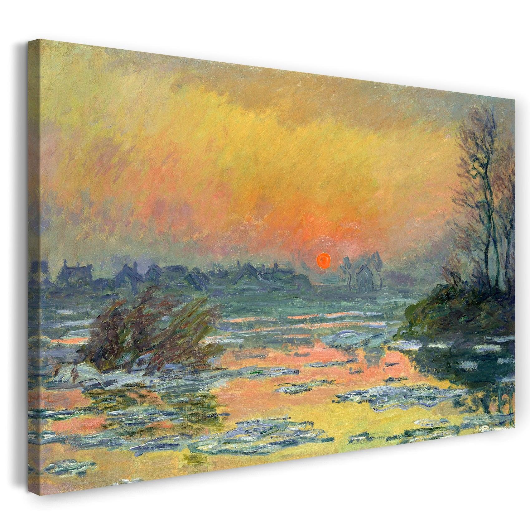 leinwandbild claude monet sonnenuntergang auf der seine im winter