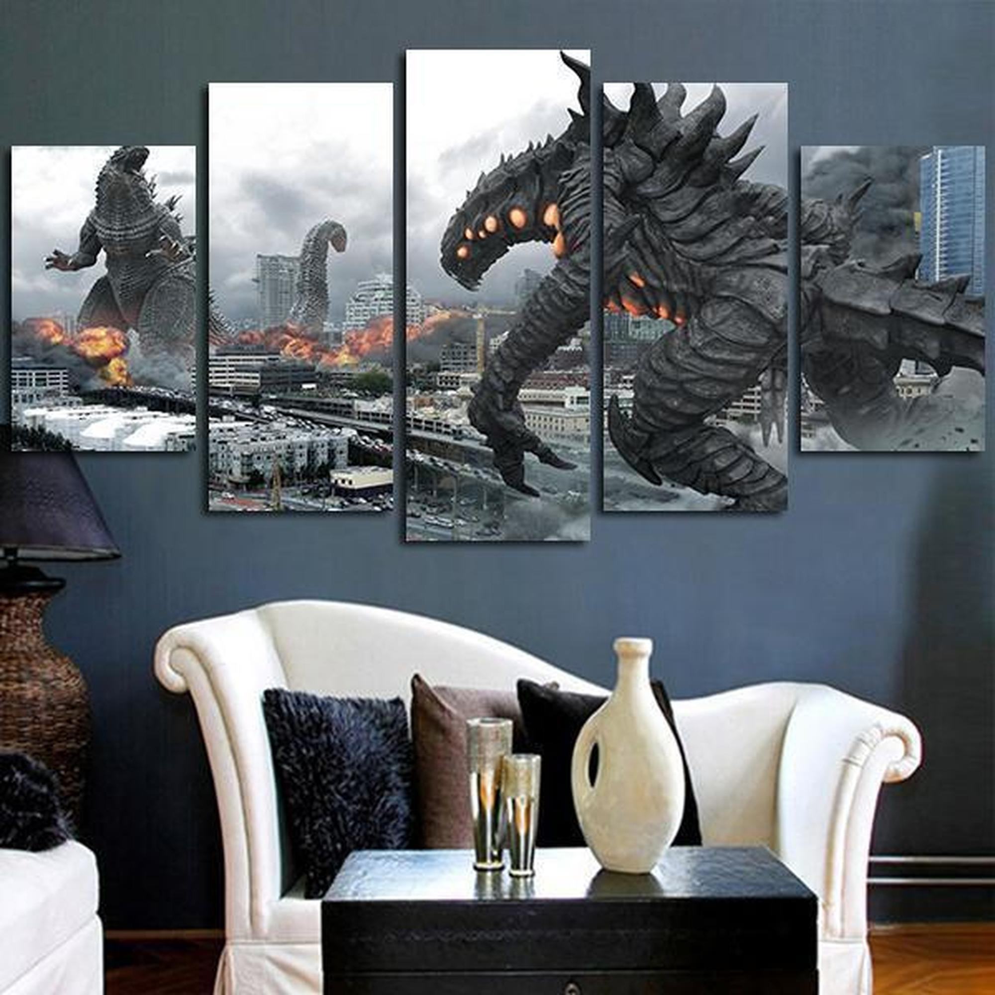 battle of godzilla movie leinwandbilder kunstdrucke rahmen