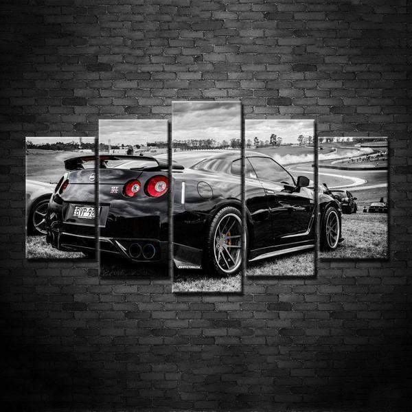 black nissan gtr sports car motor leinwandbilder kunstdrucke rahmen