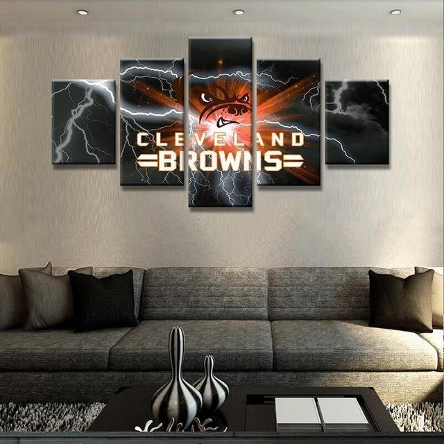 cleveland browns thunder logo nfl leinwandbilder kunstdrucke rahmen