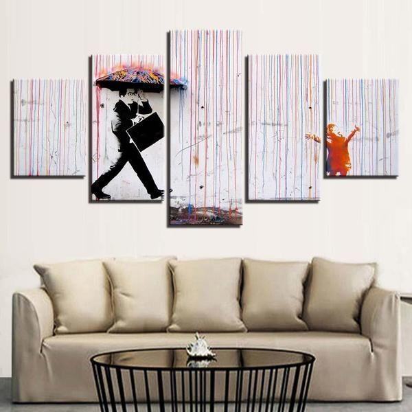 colorful rain by banksy abstract leinwandbilder kunstdrucke rahmen