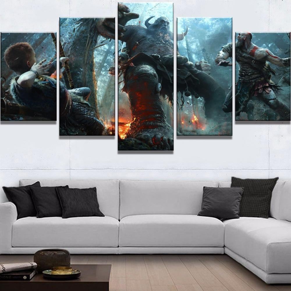 god of war 4 kratos atreus boss fight gaming canvas war art