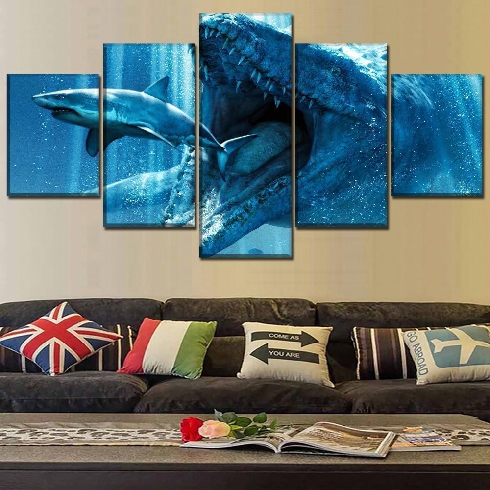 jurassic world dinosaur vs shark leinwandbilder kunstdrucke rahmen