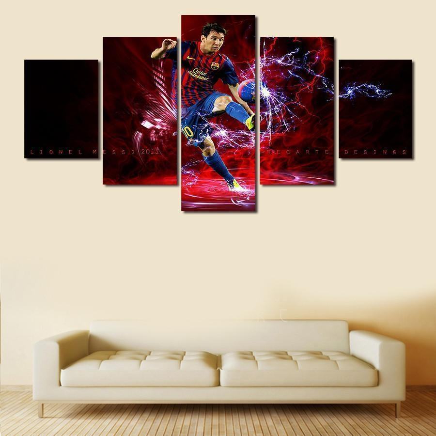 lionel messi thunder logo soccer leinwandbilder kunstdrucke rahmen