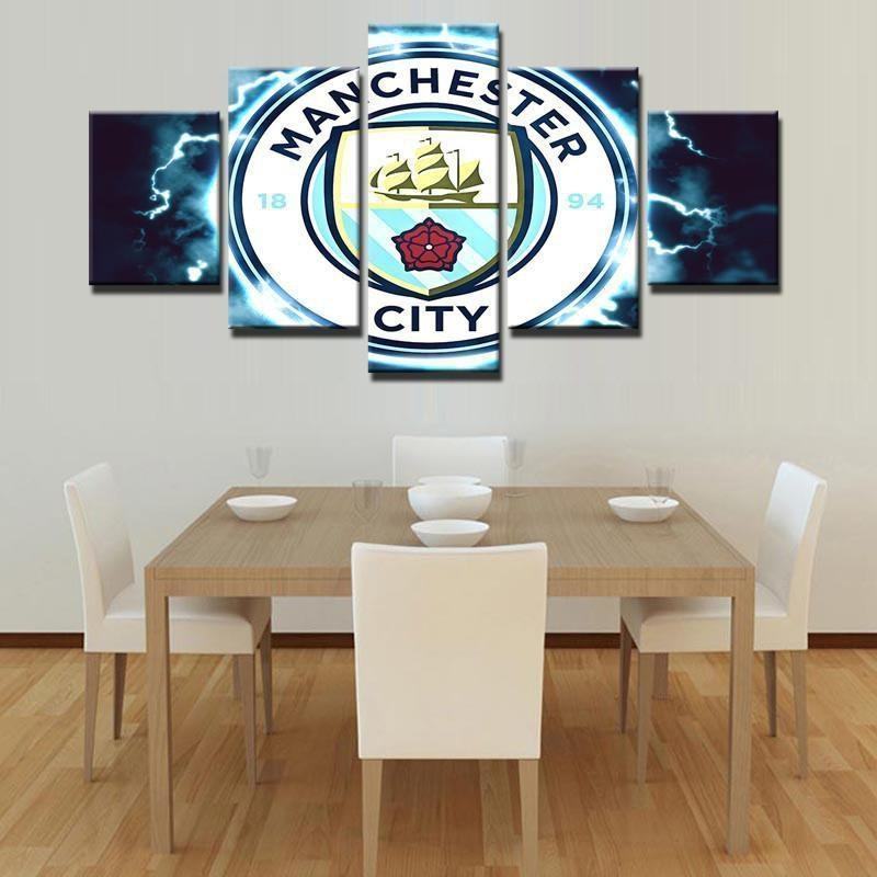 manchester city thunder logo soccer leinwandbilder kunstdrucke rahmen