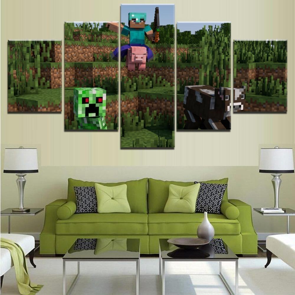 minecraft the attack gaming leinwandbilder kunstdrucke rahmen