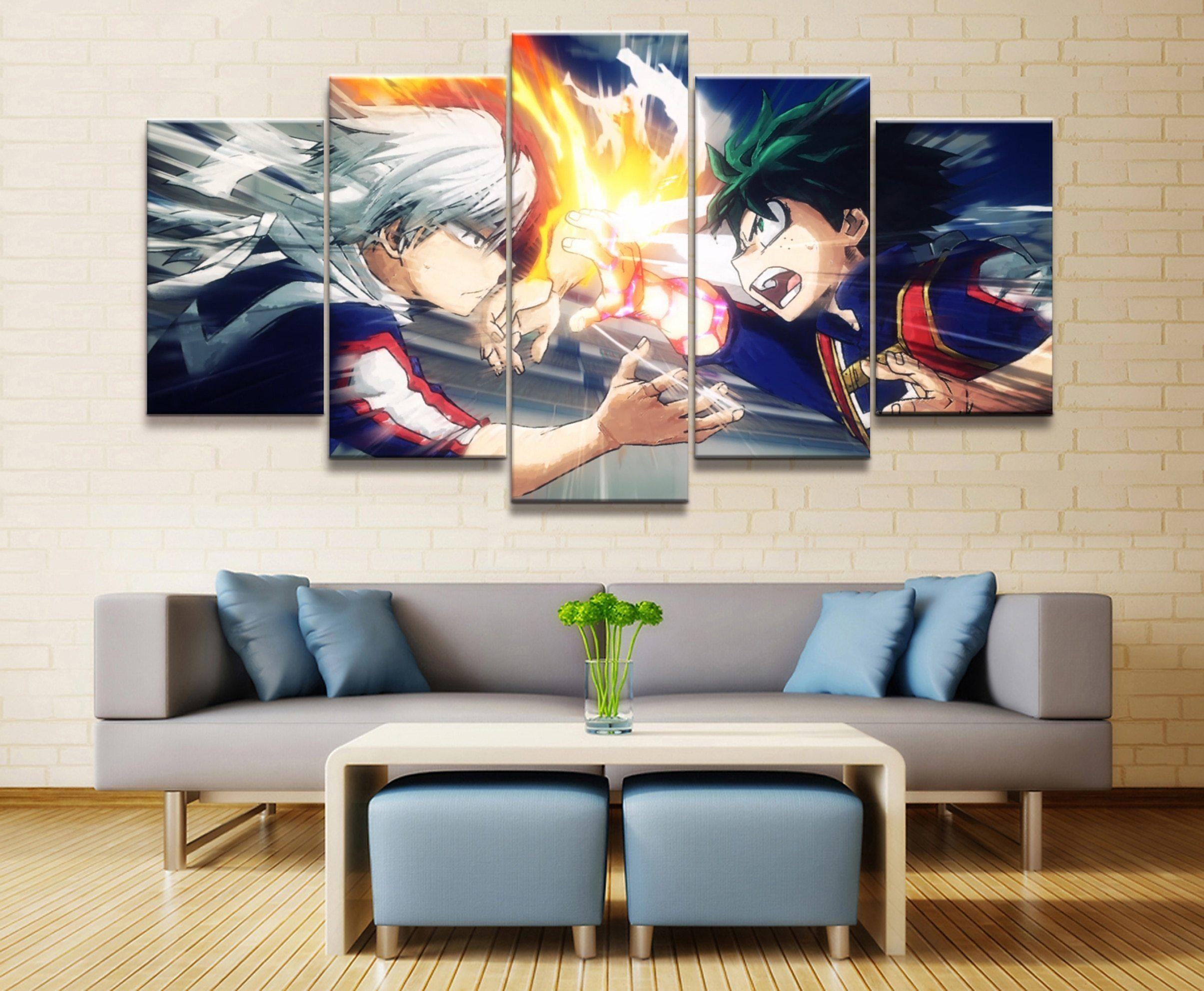 my hero academia todoroki and midoriya 1 anime leinwandbilder kunstdrucke rahmen