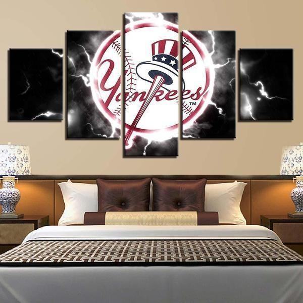 new york yankees thunder logo baseball leinwandbilder kunstdrucke rahmen