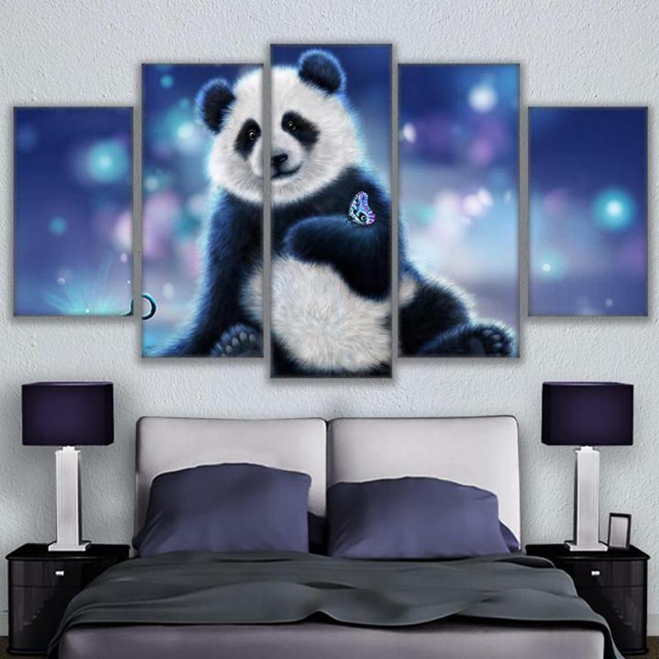 panda and butterfly animal leinwandbilder kunstdrucke rahmen